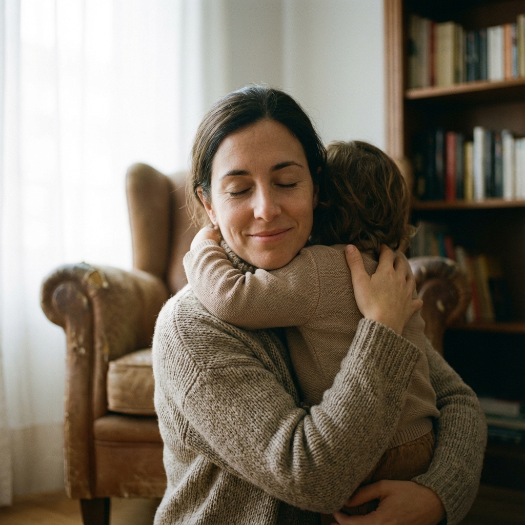 Abrazo madre e hijo